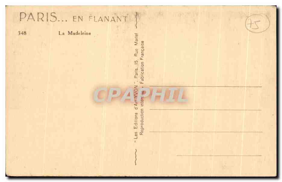 CPA Paris En Flanant La Madeleine Yvon  — Rückseite