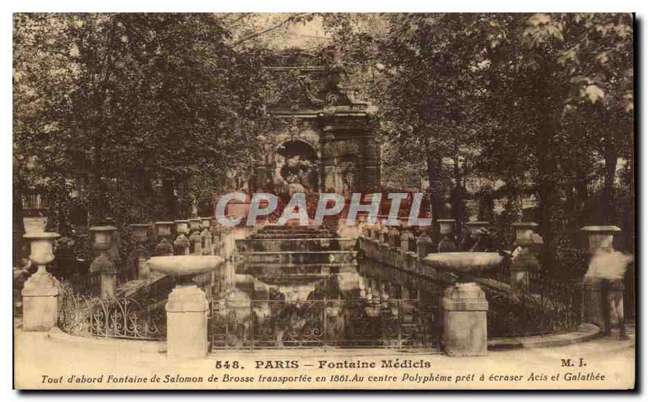 CPA Paris fontaine Medicis Tout d'abord Fontaine de Salomon de Brosee Transportee en