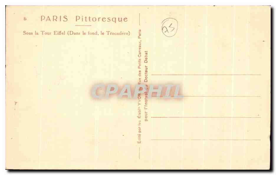 CPA Paris Pittoresque Sous La Tour Eiffel Yvon — Rückseite