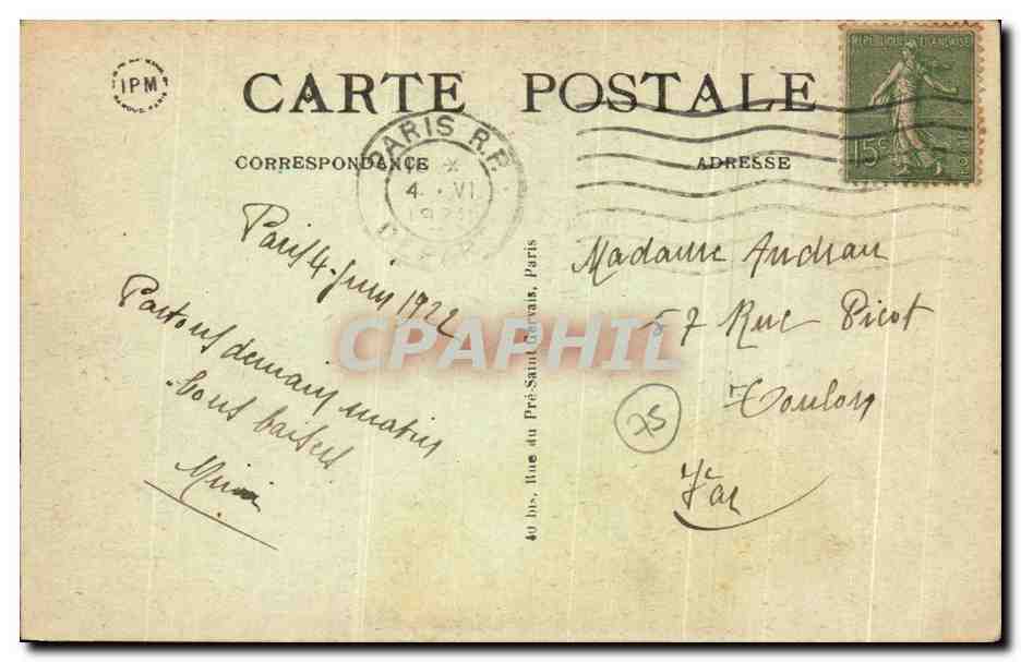 CPA Paris Le Square St Plerre Et Le Sacre Coeur Montmartre — Rückseite