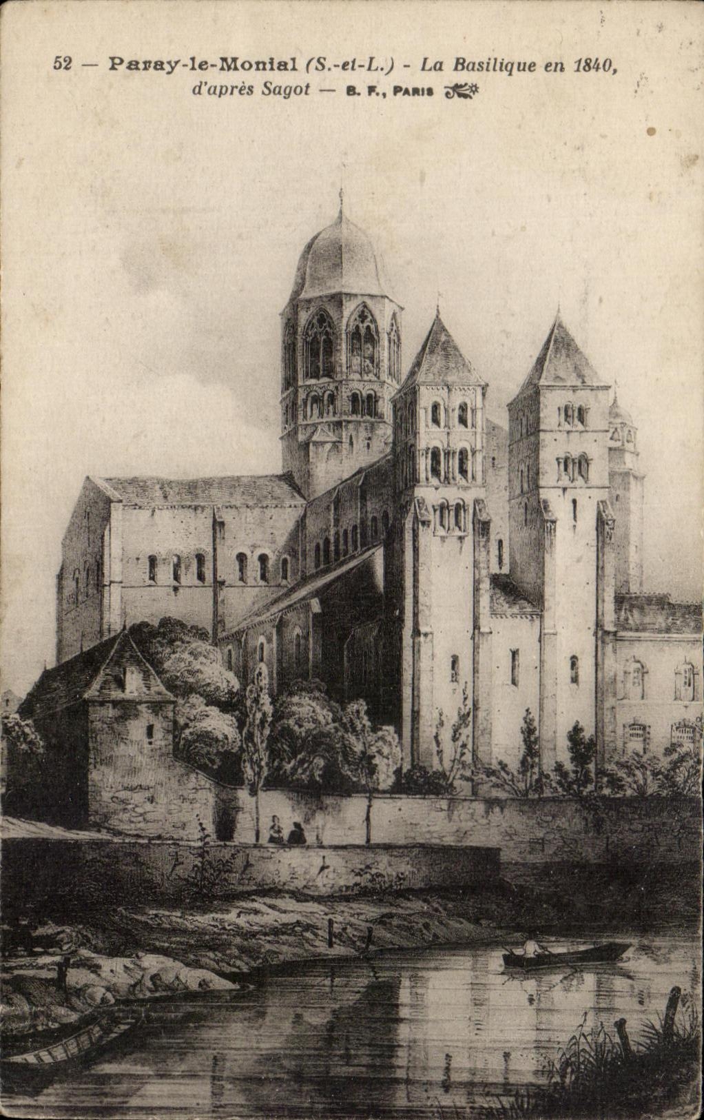 Paray-le-Monial (S.-el-L.) — La Basilique en 1840 — B.F., PARIS