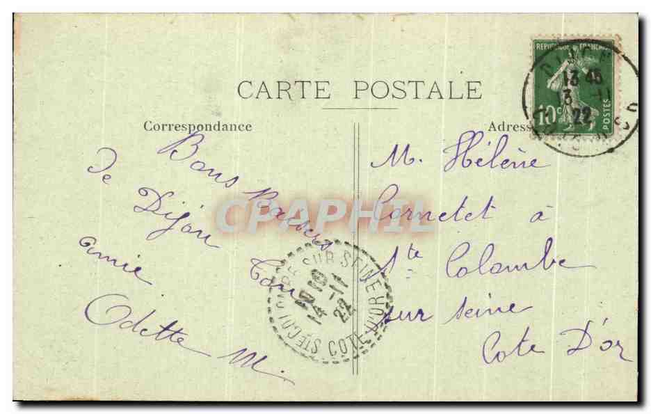 CPA Dijon Place Emile Zola Tramway Chocolat Menier  — Rückseite