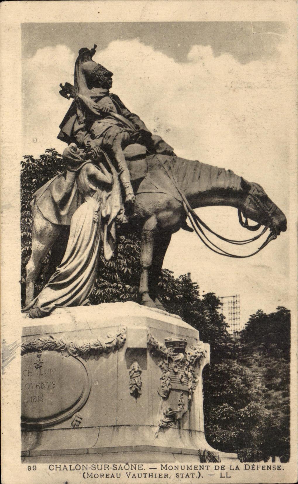 CPA Chalon Sur Saone Monument De La Defense Moreau Vauthier Militaria 