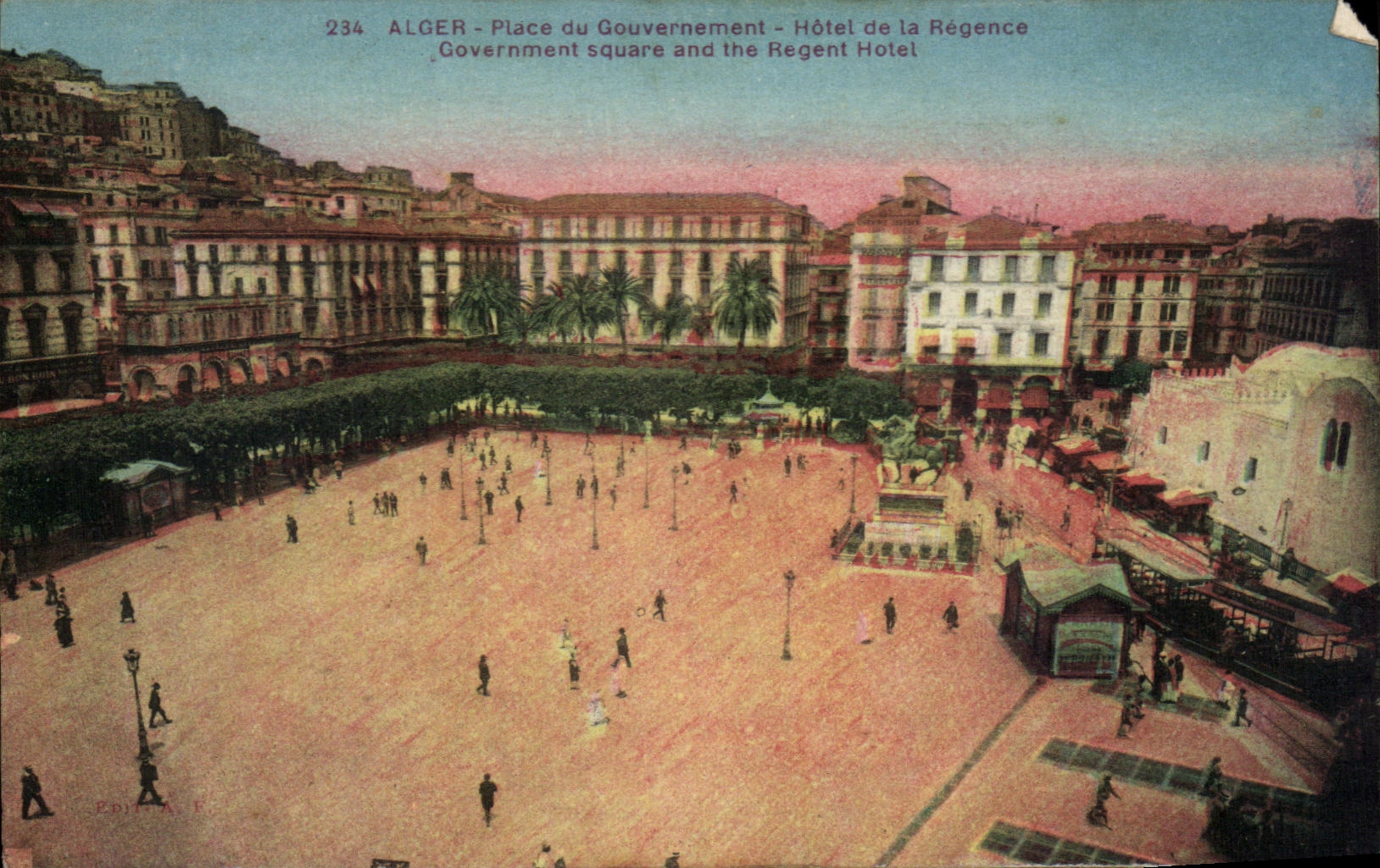 CPA Alger Place du Gouvernement Hotel de la Regence Government square and the Regent Hotel