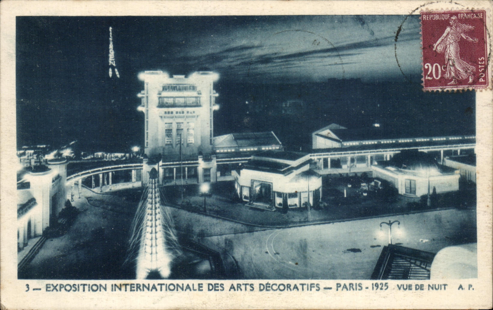 CPA Exposition Internationale Des Arts Decoratifs Paris 1937 Vue de nuit Tour Eiffel Citroen 