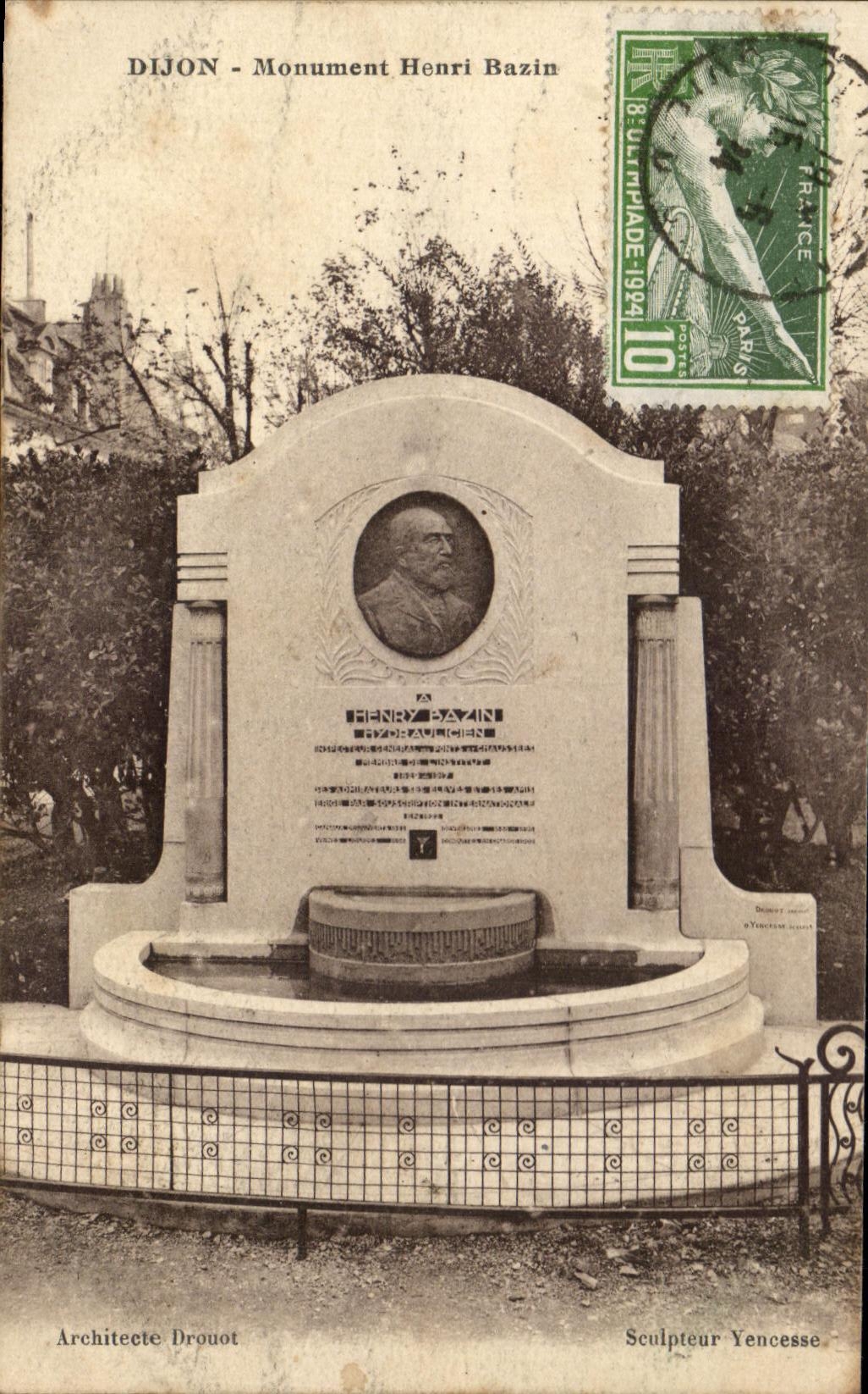 CPA Dijon Monument Henri Bazin