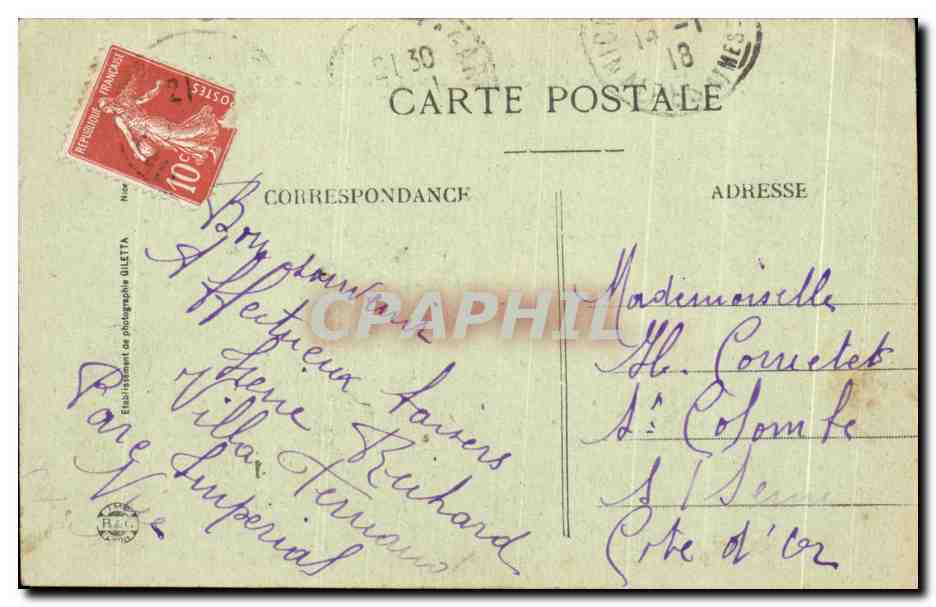 CPA Nice Promenade des Anglais a vol d'oisean Palais de la Jetee — Rückseite
