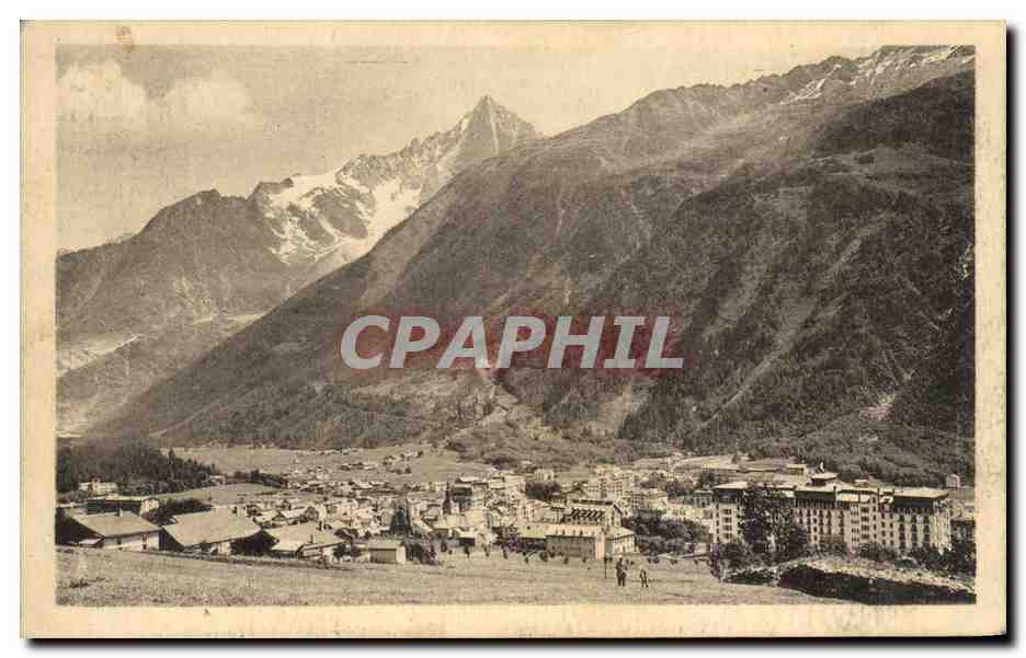 CPA Chamonix Mont Blanc Vue Generale Et Massif De L'Aiguille Du Dru Et De L'Aiguille Verte