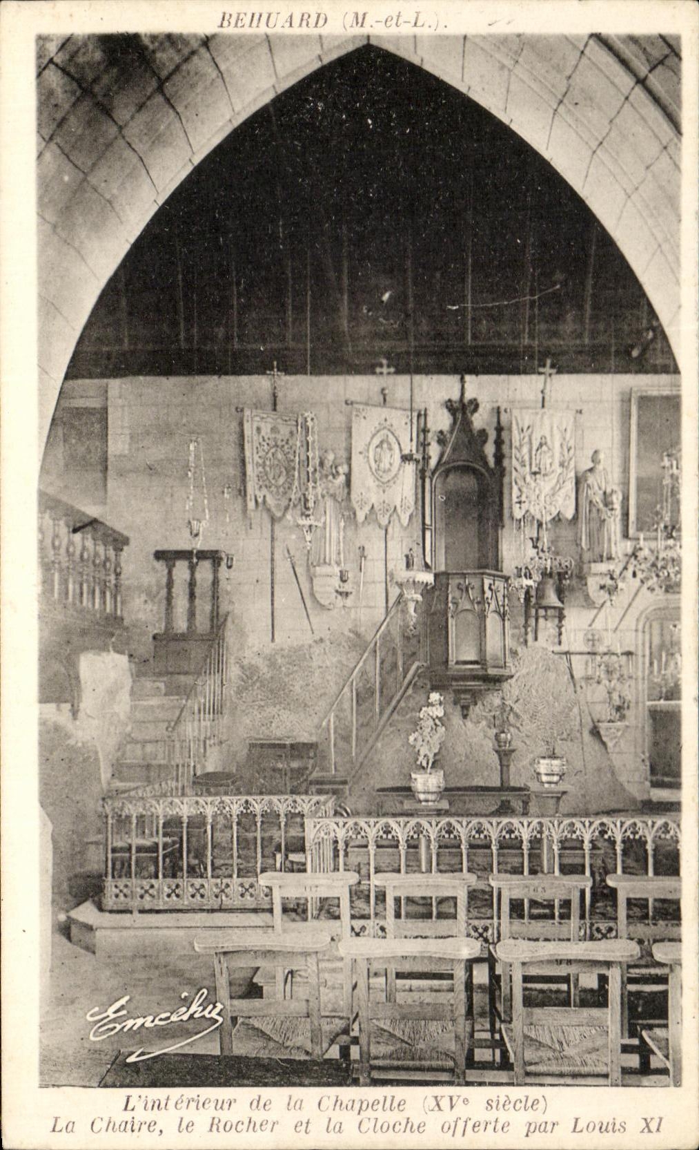 CPA L'lnterieur De La Chapelle La Chaire Le Rocher Et La Cloche Offerle Par Louis XI Behuard 