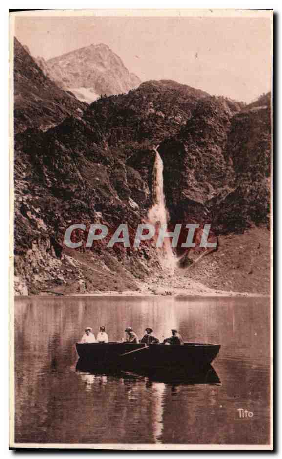 CPA Environs de Luchon Lac d'Oe La Grande Cascade et Pic Queyral