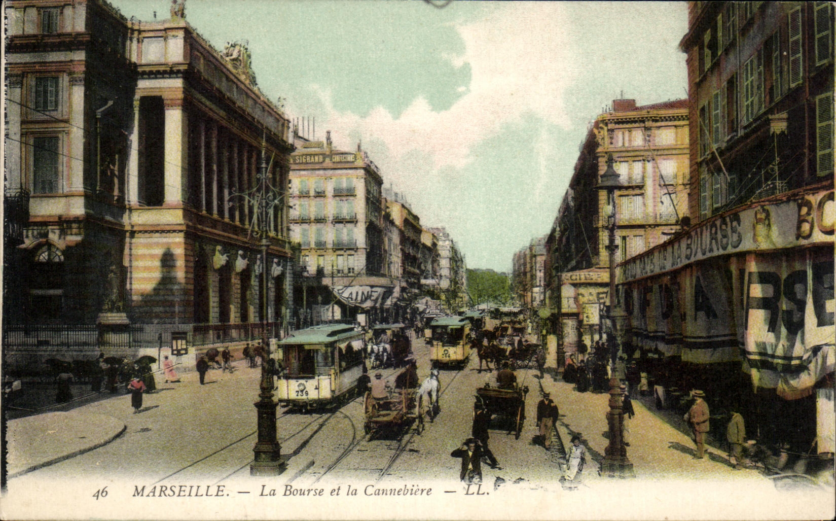 CPA Marseille La Bourse et le Cannebiere Tramways