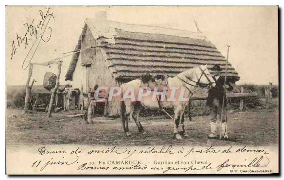 Gardian et son cheval à Camargue — B. F. Chalon-sur-Saône, n°10