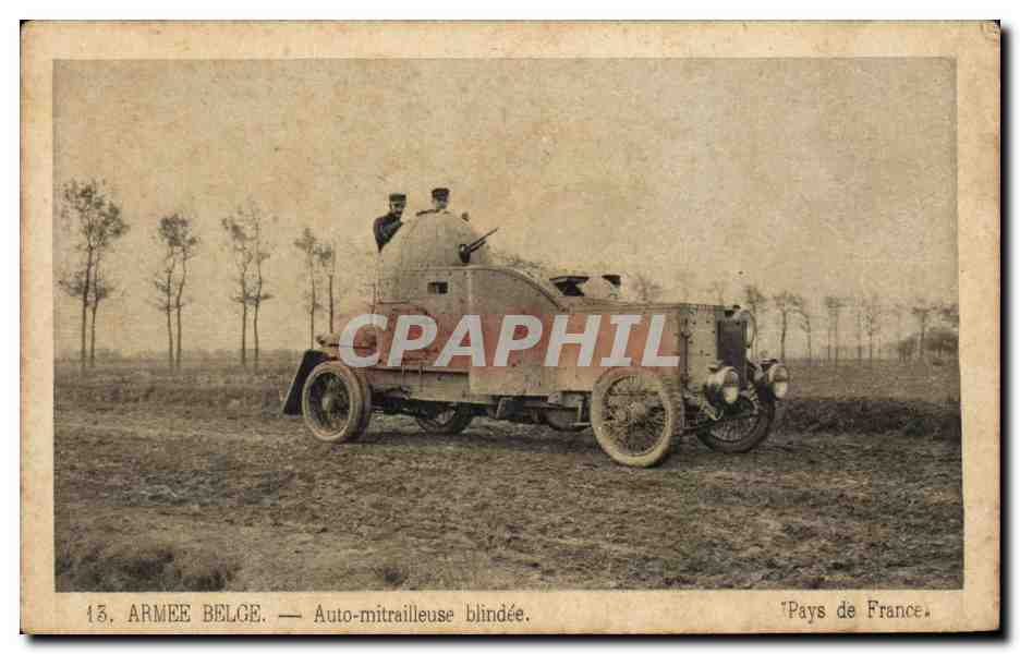CPA Armee Belge Auto mitrailleuse blindee Militaria 