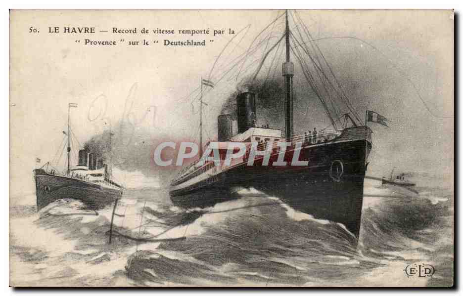 Le Havre — Record de vitesse remporté par la "Provence" sur le "Deutschland" — ELD