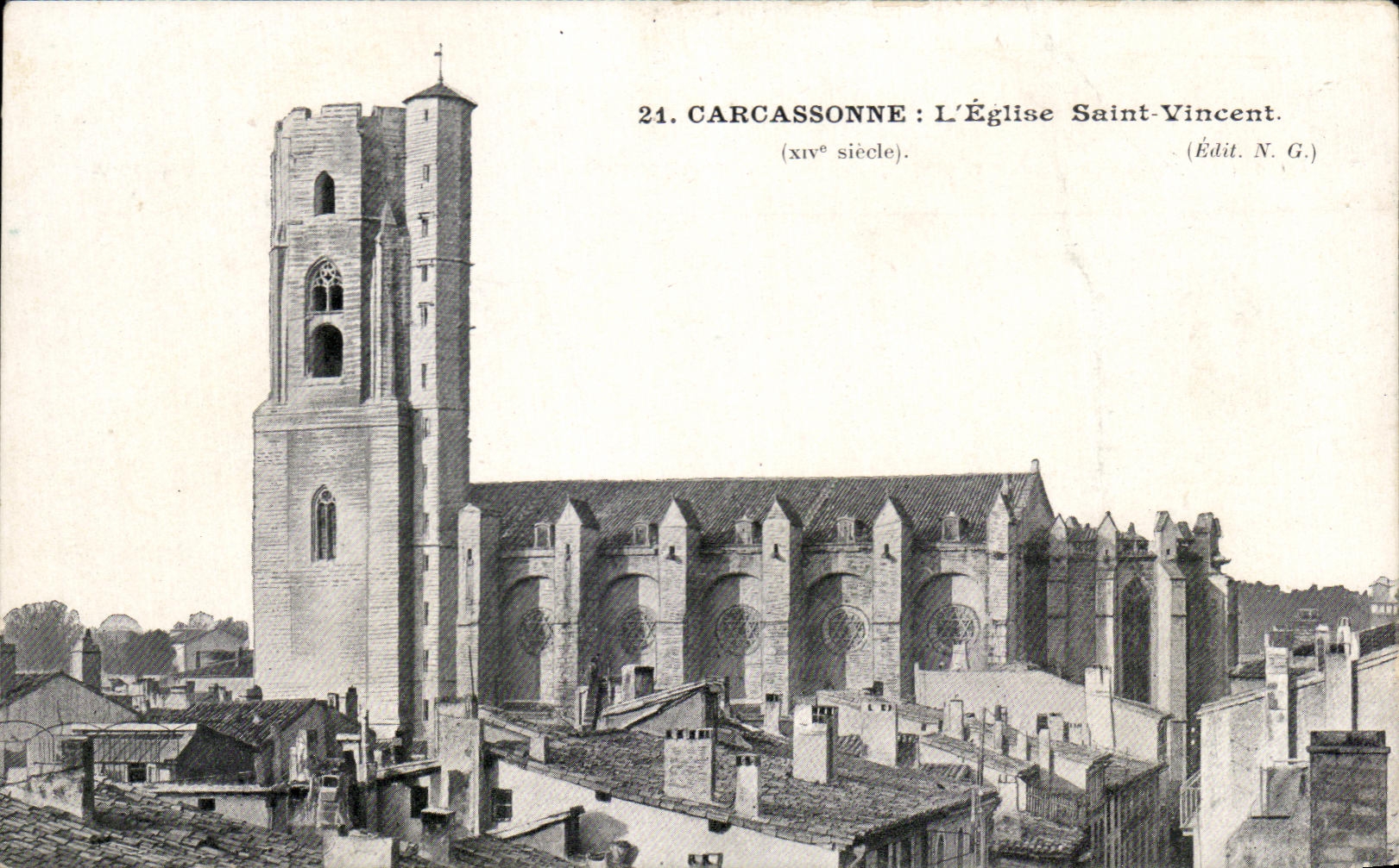 CPA Carcassonne L'Eglise Saint Vincent
