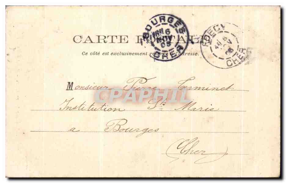 Mehun-sur-Yèvre (Cher) — Straße Agnès Sorel — imp. Laussedat, Châteaudun — Rückseite