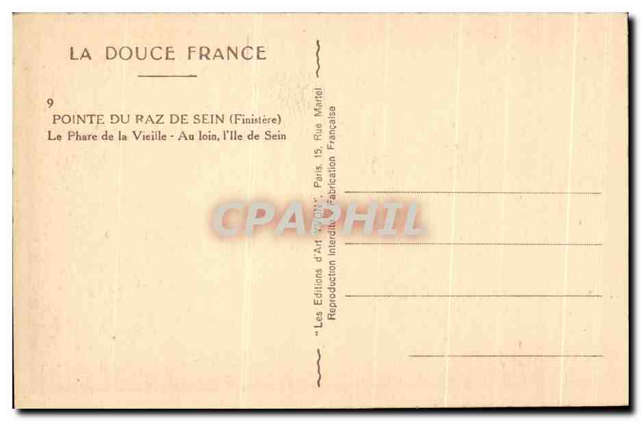 Pointe du Raz de Sein — Le Phare de la Vieille — Au loin, l'Île de Sein — Éditions d'Art Lyon — Reverso