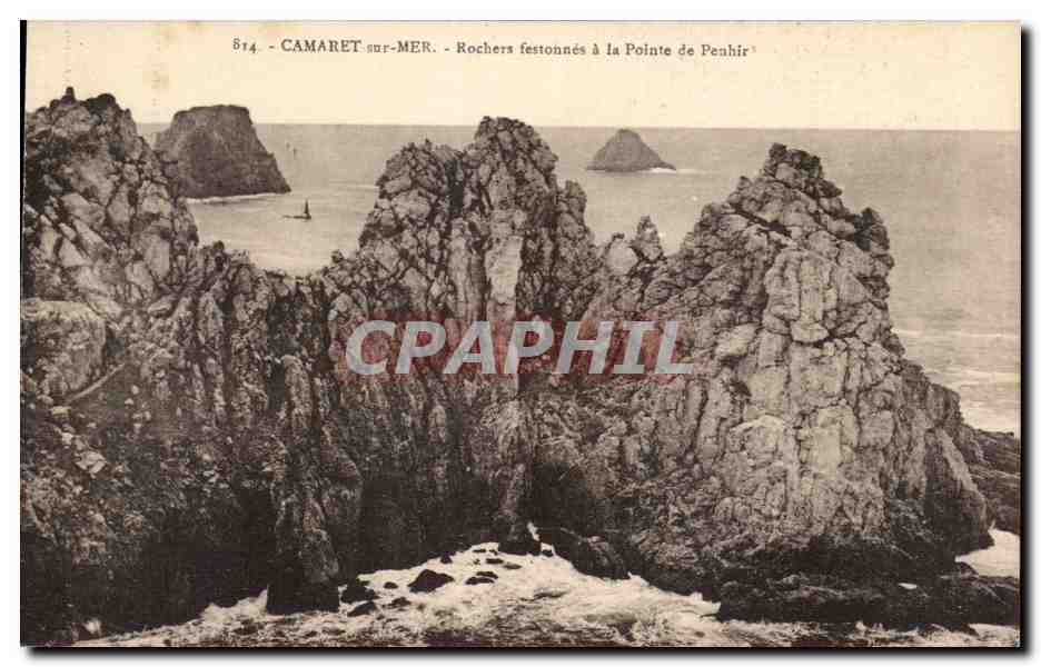 CPA Camaret sur Mer Rochers Festonnes a la Pointe de Penhir