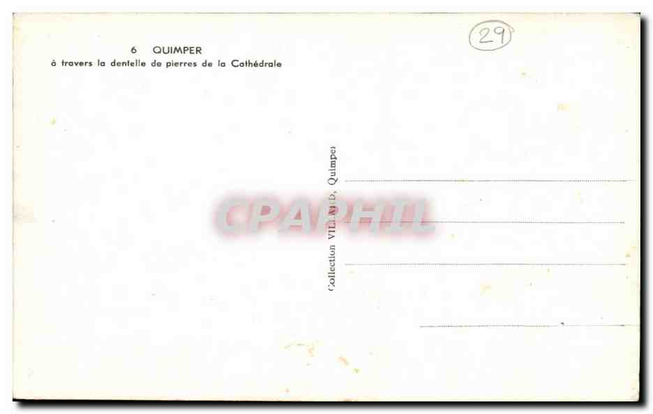 CPA Quimper a travers la dentelle de pierres de la cathedrale — Rückseite