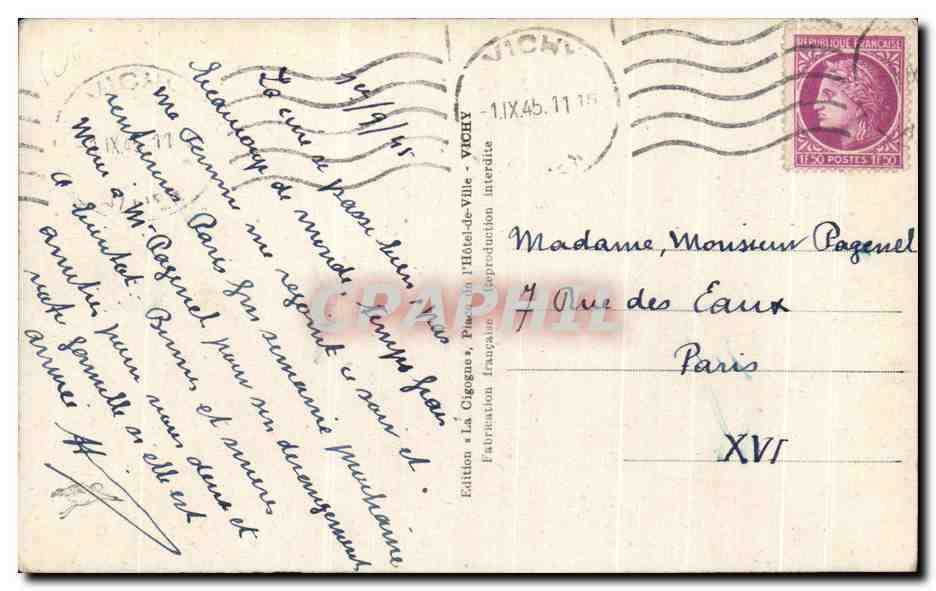 CPA Vichy Vue Generale Prise en Avion Les Quais de L'Allier — Verso