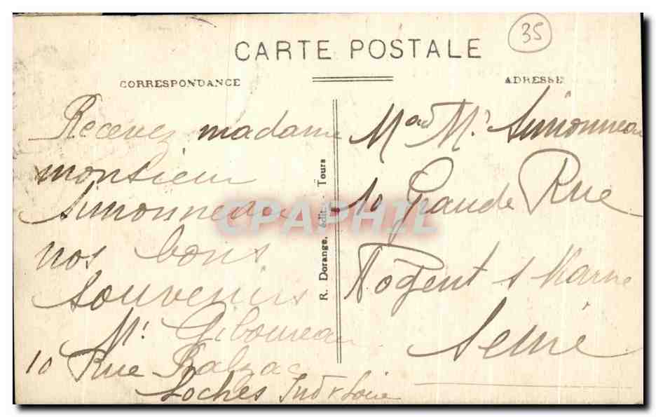 CPA Loches La Porte des Cordeliers et la Vue Generale Du Chateau — Rückseite