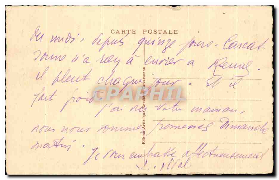CPA Carcassonne Saint Nazaire le transept — Verso