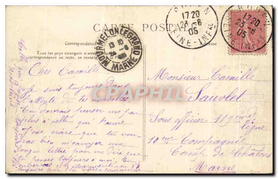 CPA La Normandie Rouen Route du Havre — Rückseite