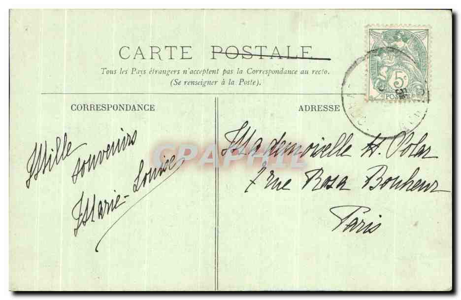 CPA Caen Rue et l'Eglise Saint Pierre — Verso