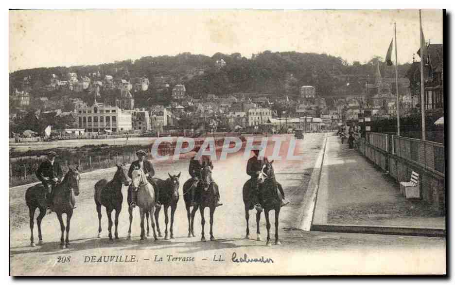 CPA Deauville La Terrasse Cheval Horse 