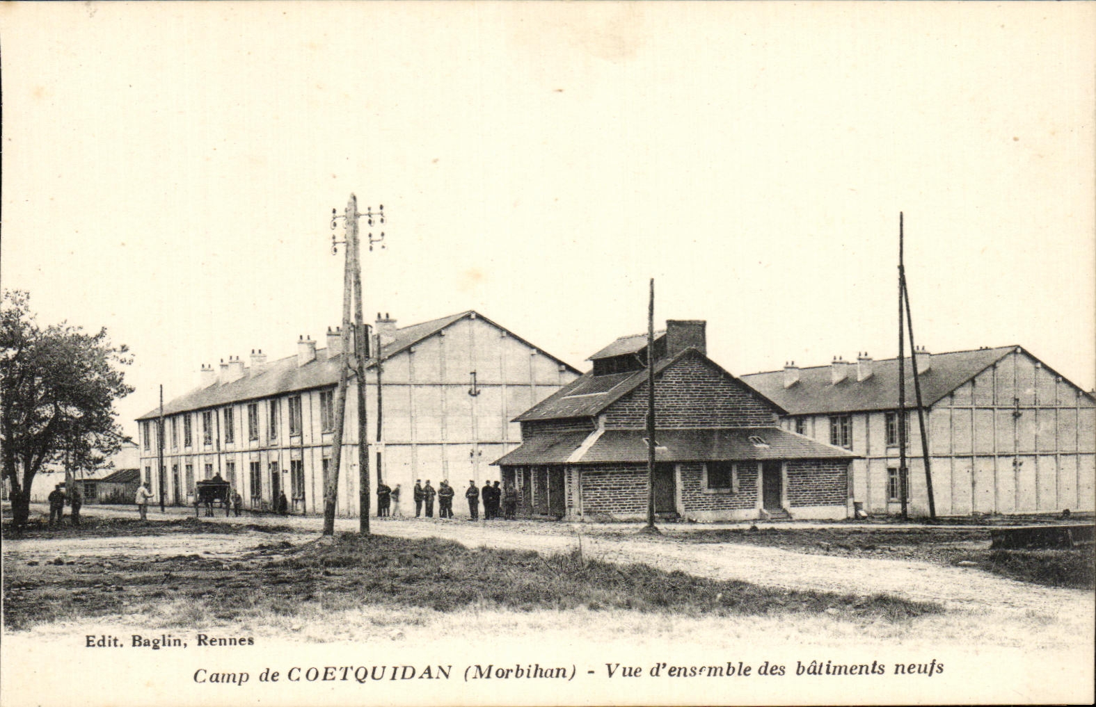 Camp de COETQUIDAN (Morbihan) — Vue d'ensemble des bâtiments neufs — Edit. Baglin, Rennes