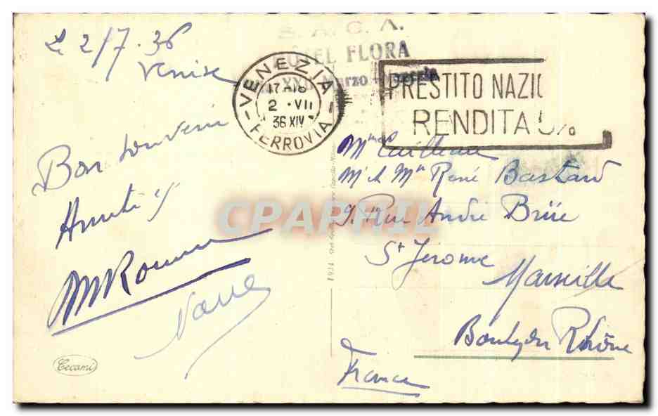 CPA Venezia Piazzeta Marco — Rückseite