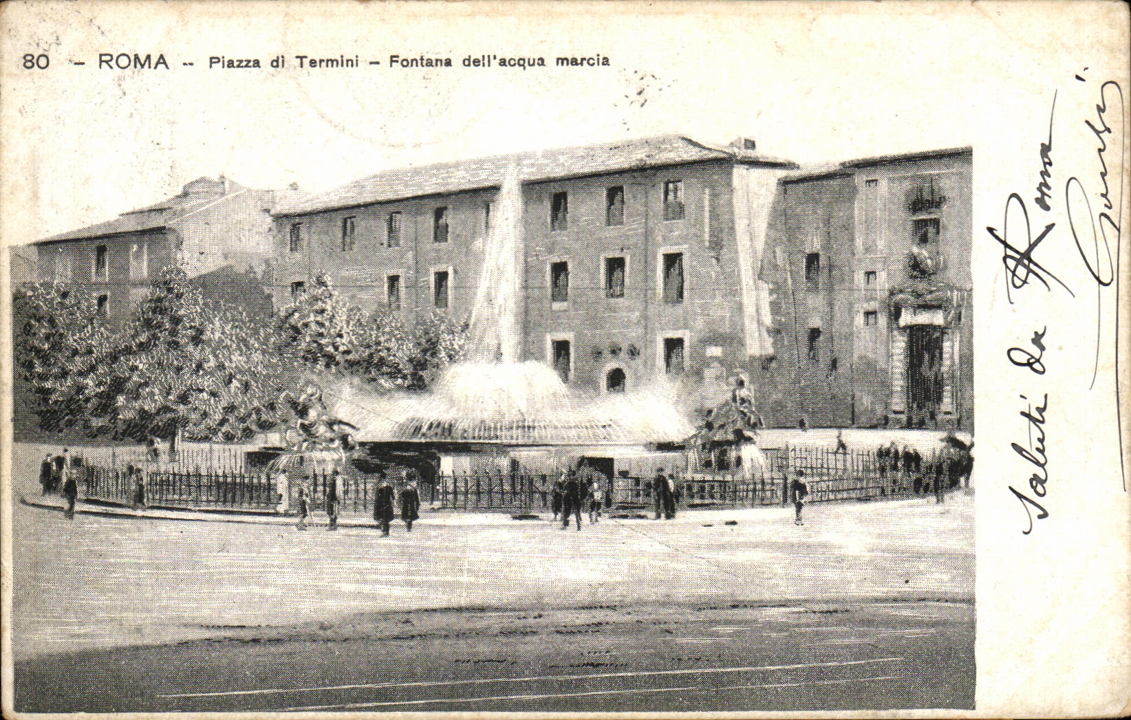 CPA Roma Piazza di Termini Fontana dell'acqua marcia
