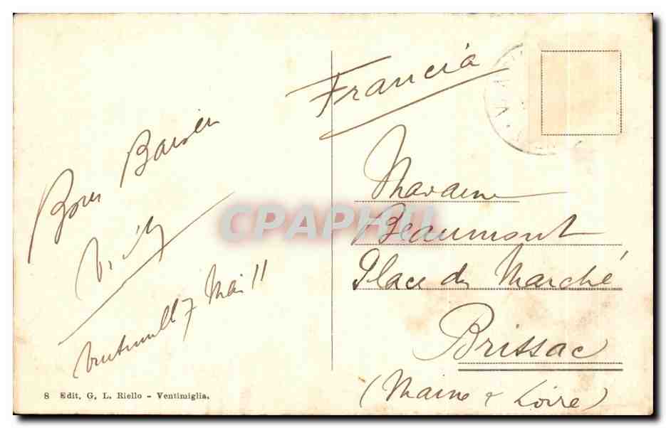 CPA Ventimiglia Via Saonese Citta antica Enfants Vieille femme — Back