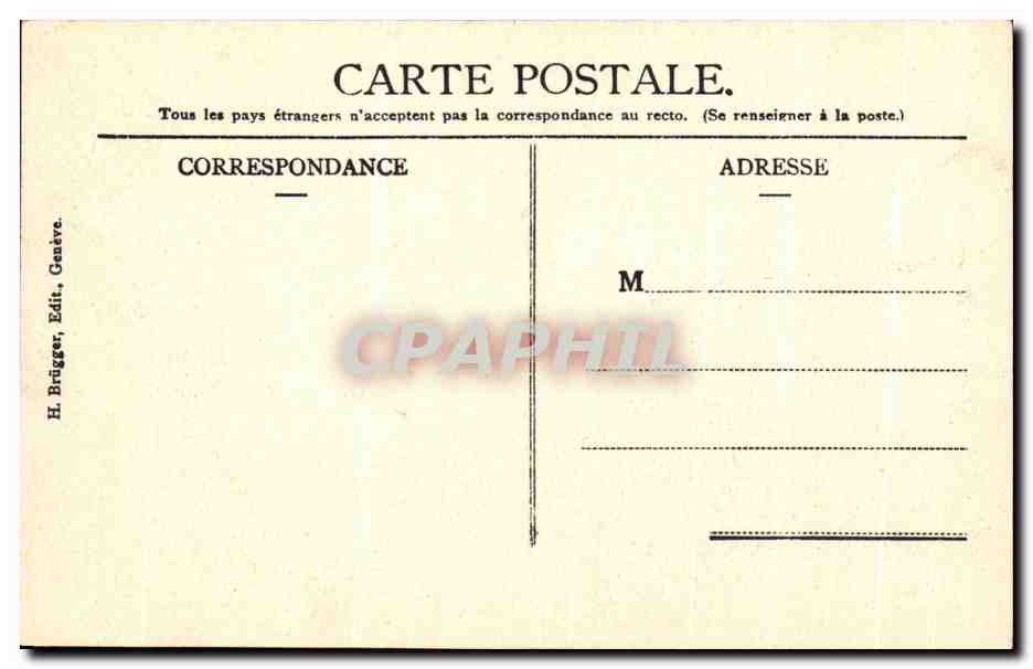 CPA Geneve Monument Brunschwig et Hotel Beau Rivage — Verso
