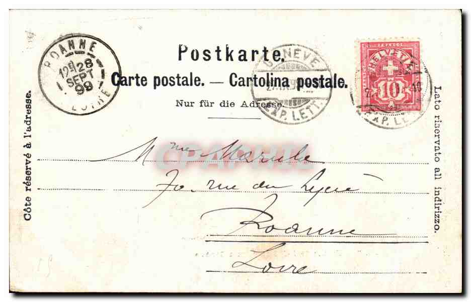 CPA Statue de J J Rousseau a Geneve — Verso