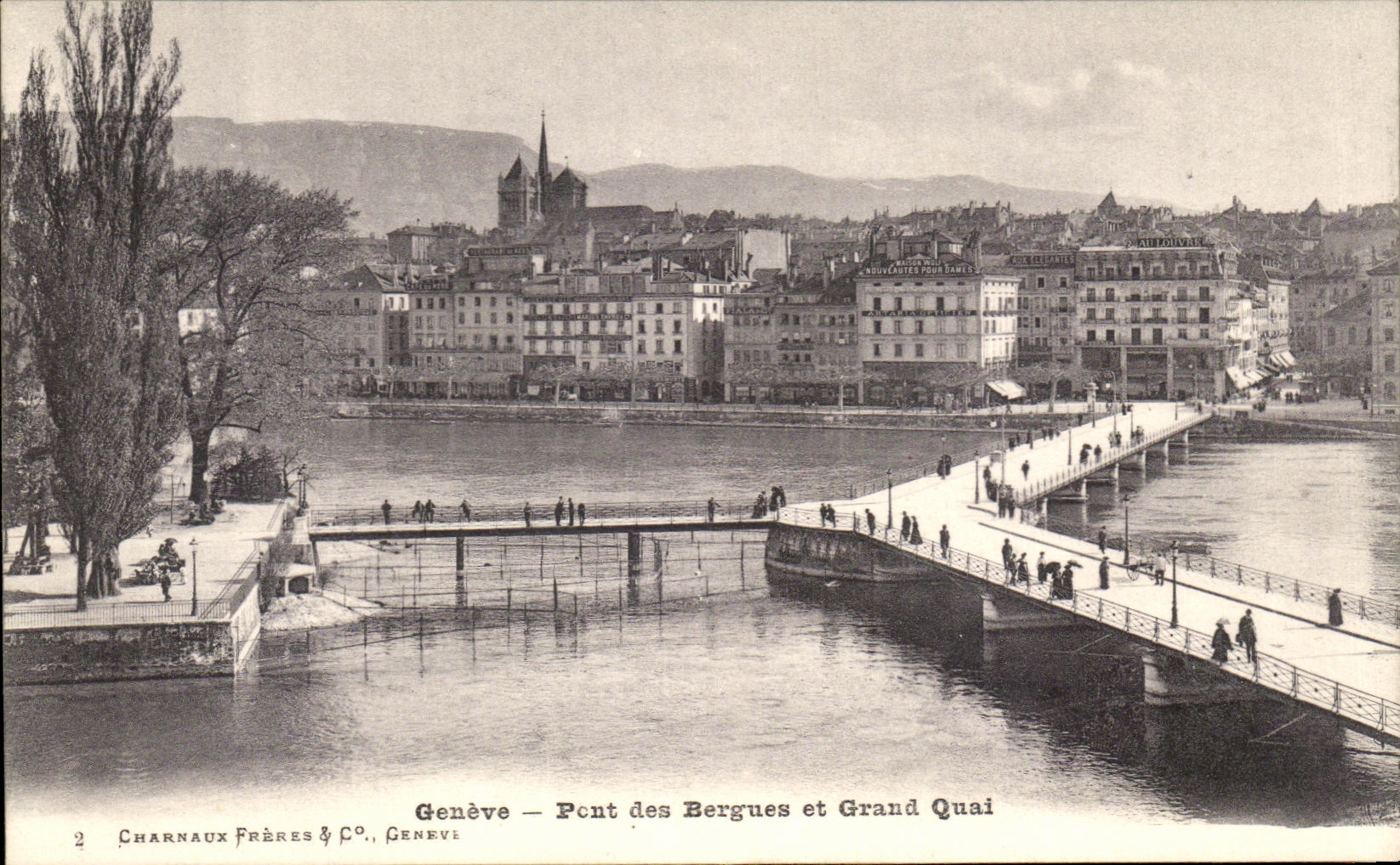 CPA Geneve Pont des Bergues et Grand Quai