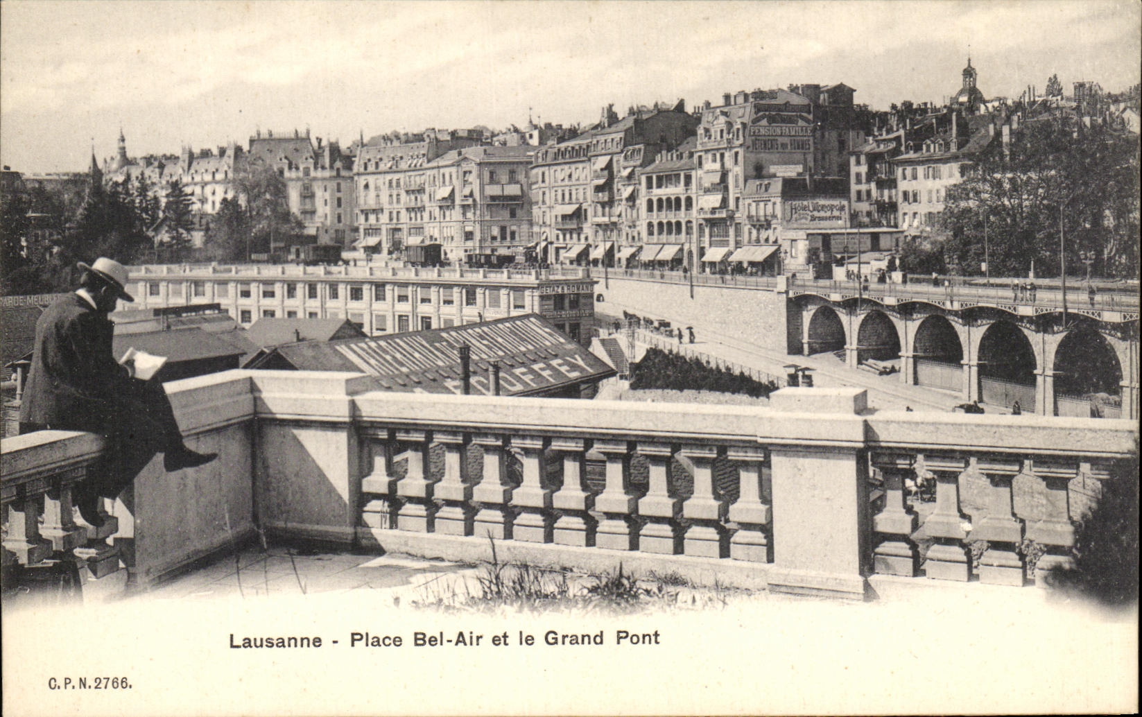 CPA Lausanne Place Bel Air Et Le Grand Pont