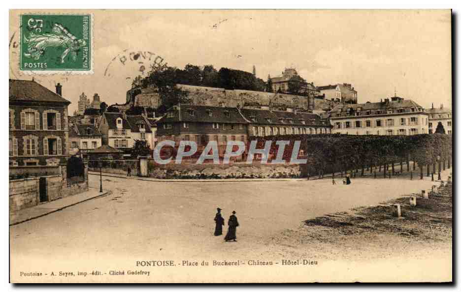 CPA Pontoise Place Du Bucherel Chateau Hotel Dieu