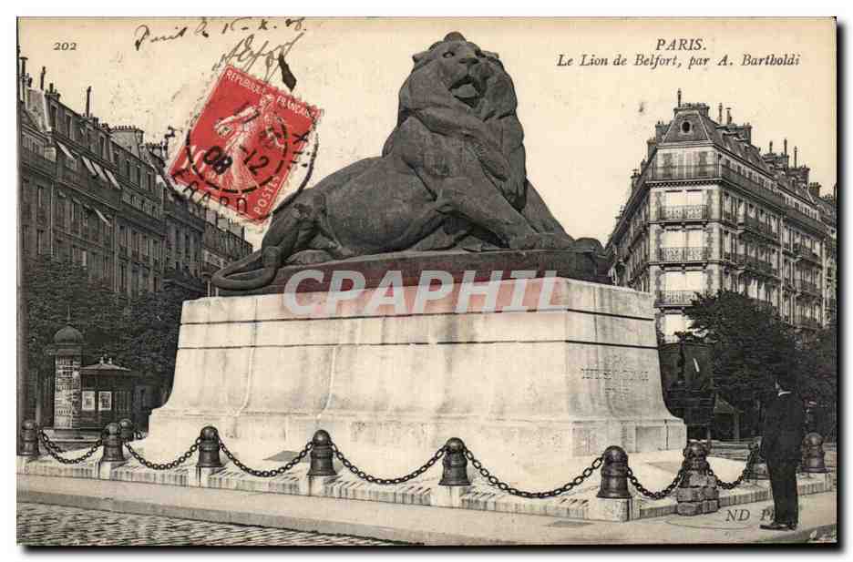 CPA Paris Le Lion de Belfort par Bartholdi