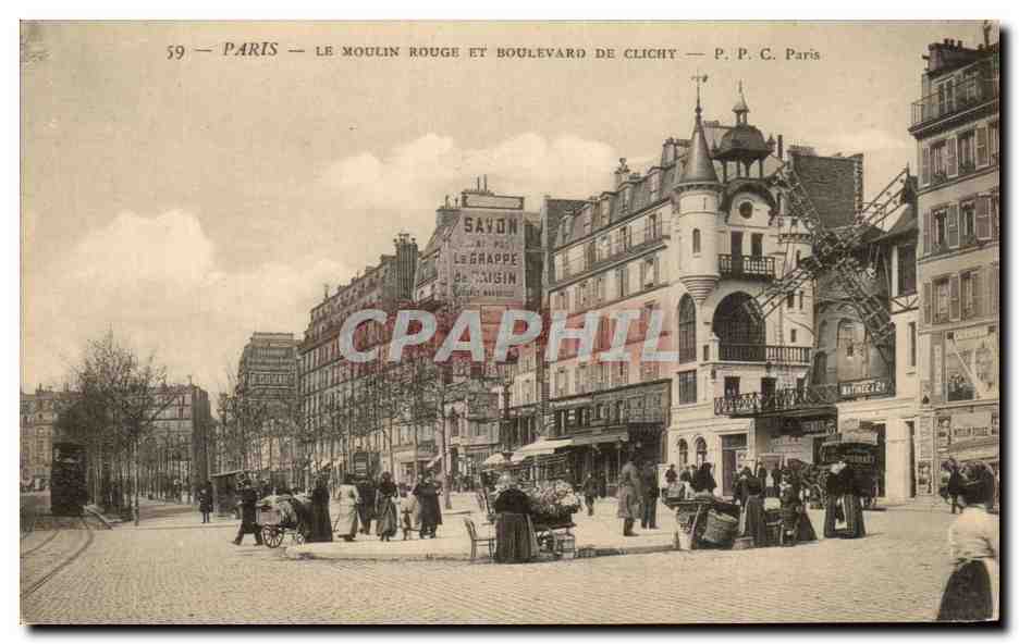 Paris — Le Moulin Rouge et Boulevard de Clichy — P. P. C. Paris
