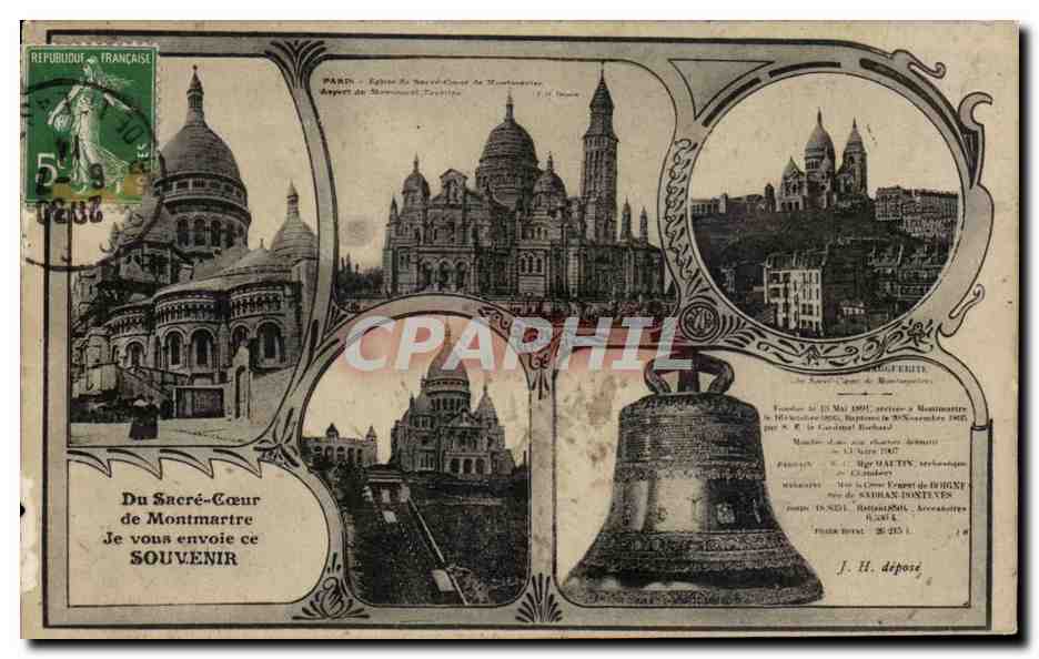 CPA Paris Du Sacre Coeur De Montmartre Je Vour envoie ce Souvenir Cloche 