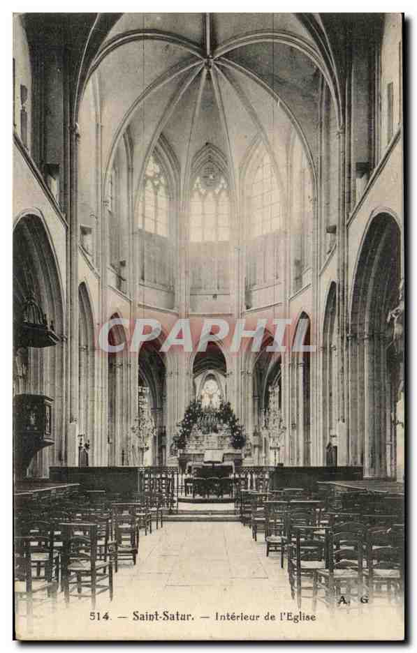 CPA Saint Satur Interieur De L'Eglise