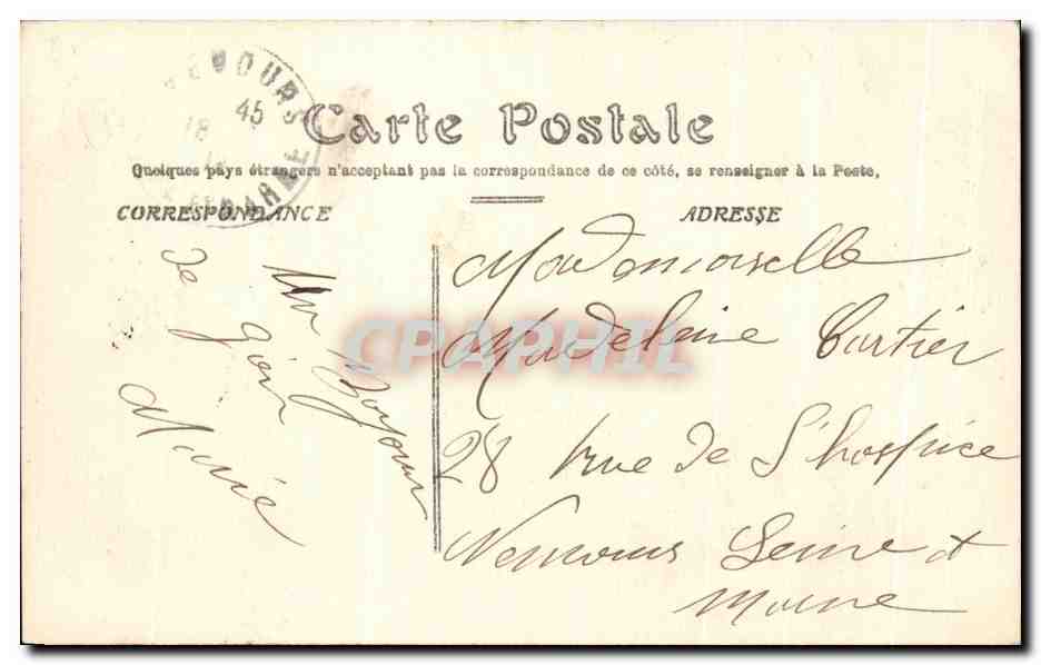 Gien — La Poste — Éditeur : C. Billard, n°43 — Verso