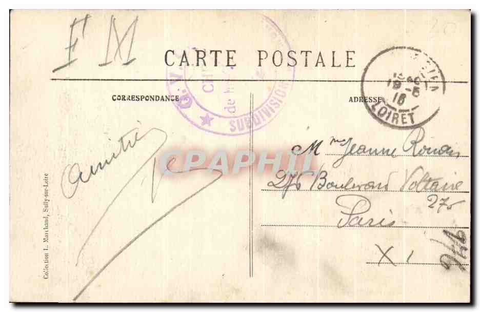 CPA Gien Square du Port an Bois — Rückseite
