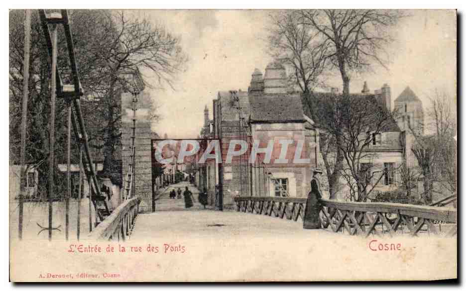 L'Entrée de la rue des Ponts — Cosne — A. Derouet, éditeur, Cosne