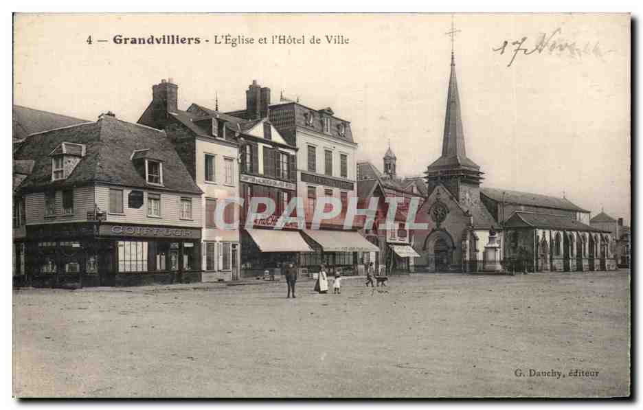 Grandvilliers - L'Église et l'Hôtel de Ville — G. Dauchy, éditeur