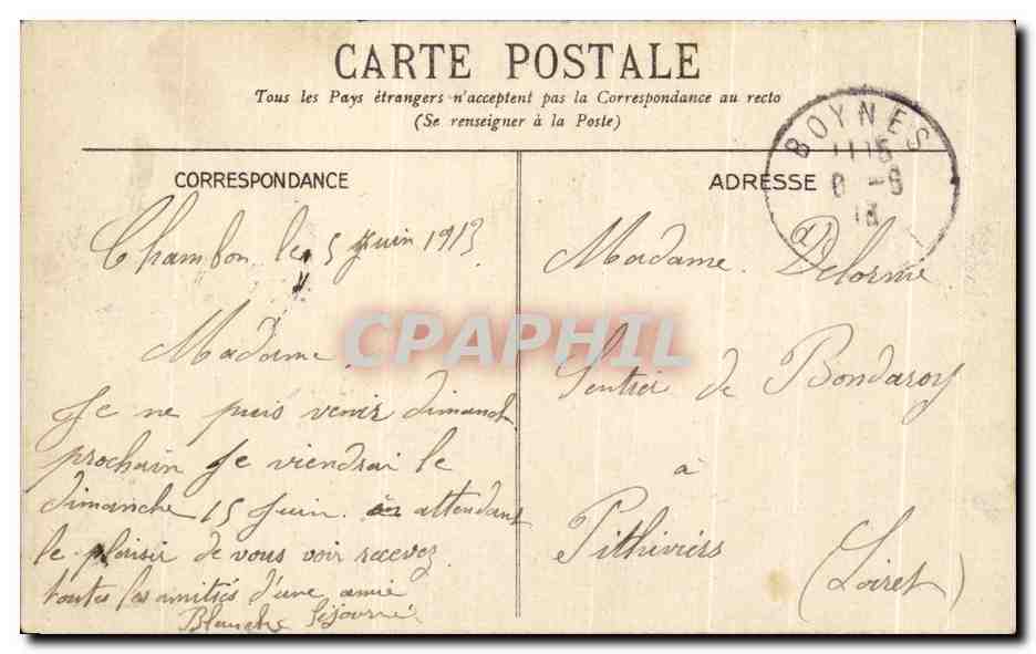 CPA Vichy Hotel de Ville — Rückseite