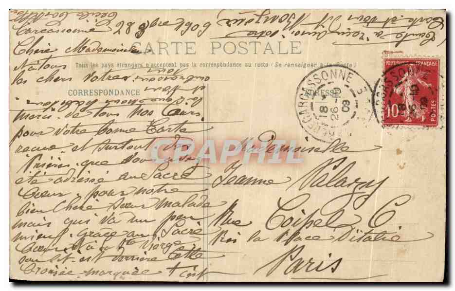 CPA Carcassonne Foutaine Monumentale — Verso