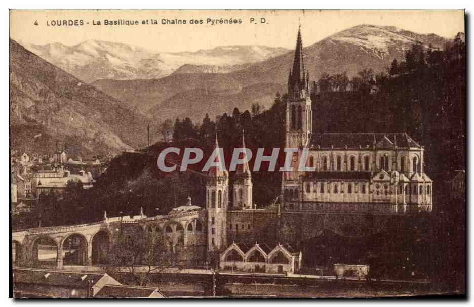 CPA Lourdes La Basillque Et La Chaine Des Pyrenees