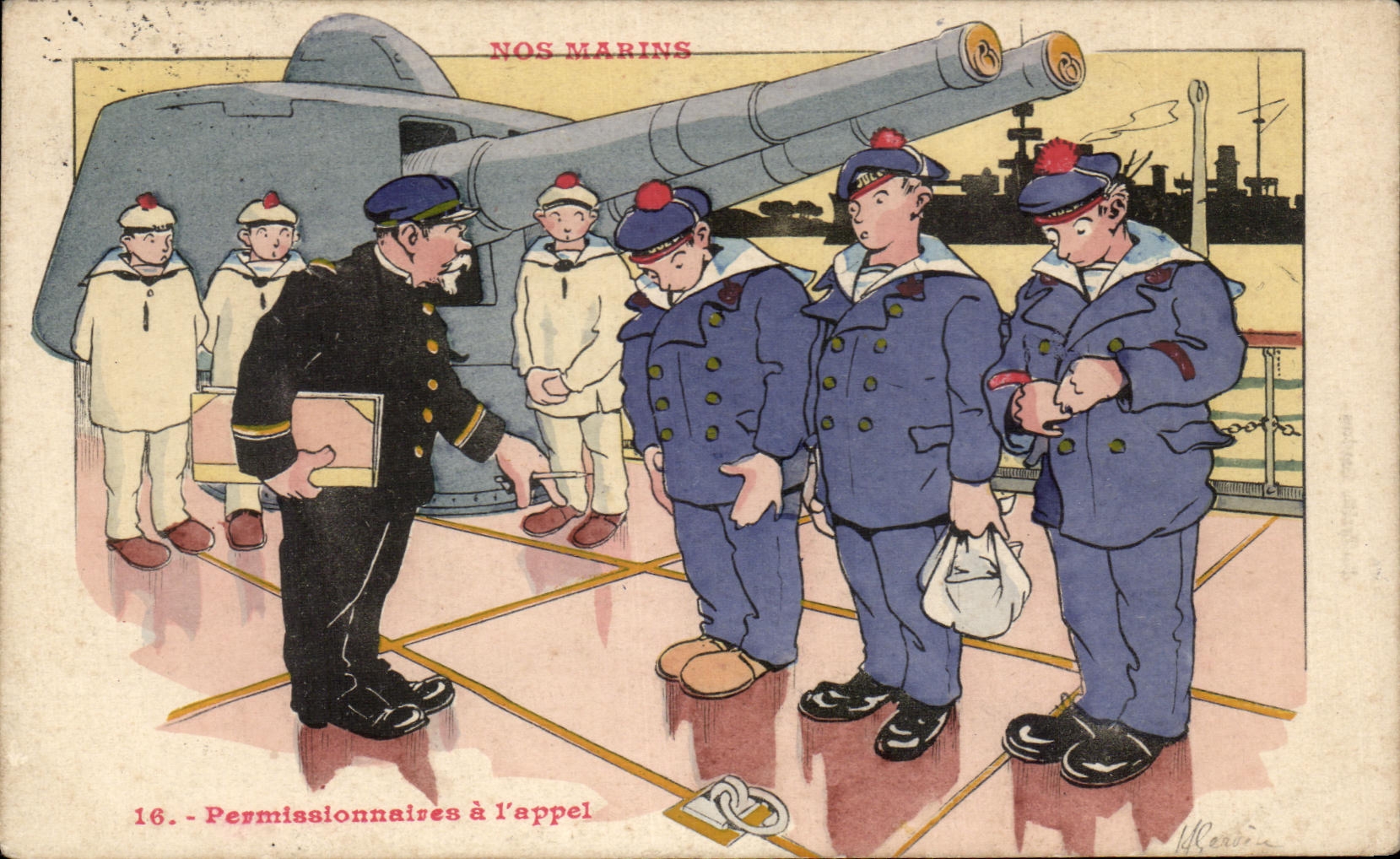 CPA Nos Marins Permissionnaires a l'Appel Gervese Militaria 